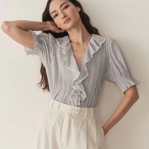 Doen Henri Blouse Top in Adelaide Stripe Size M